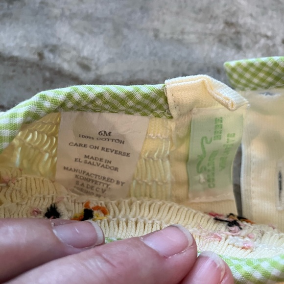 Yellow and Green Kids smocked One Piece - Picture 6 of 6